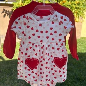 Carter's White Dress with Red and Pink Hearts